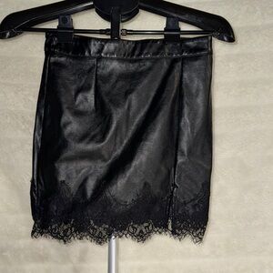 Elegant Black Lace Trim Skirt